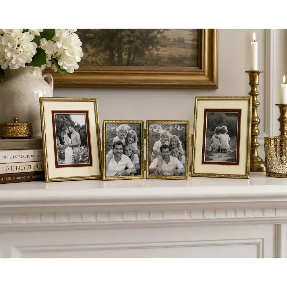 Vintage Gold Picture Frame Set Classic Brass Style Home Decor